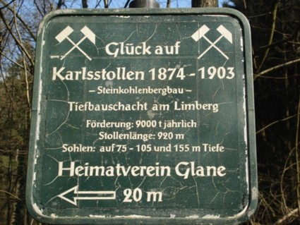 Hinweisschild Karlsstollen