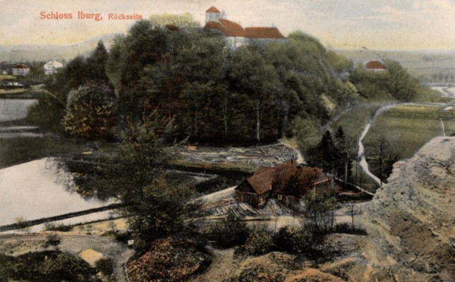 Postkarte vom Langenberg Richtung Schloss und Kloster Iburg