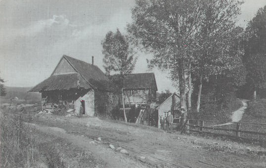 Blick von Sden Richtung Mhle mit Sgewerk (rechts)