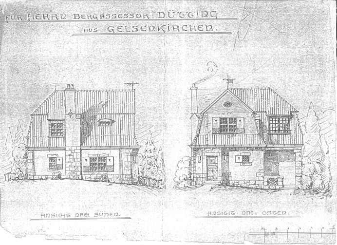 Entwurfszeichnung fr das Landhaus Dtting, Gelsenkirchen, um 1906, ggf. Architekt Paul Knobbe