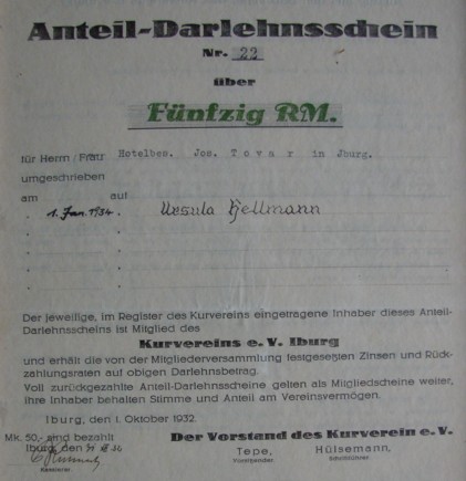 Anteil-Darlehnsschien Nr. 22