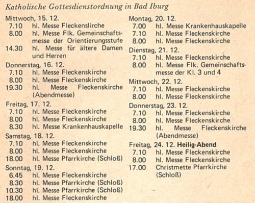 Gottesdienstordnung Dezember 1976