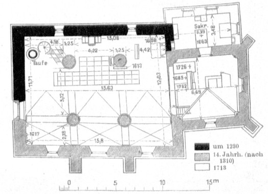 Grundriss der Fleckenskirche von Dr. Wilhelm Jnecke, um 1920