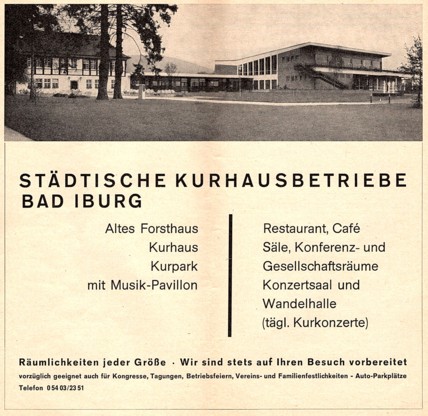 Altes Forsthaus, Wandelhalle und Kurhaus (von links nach rechts), 1969