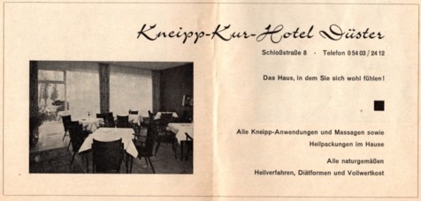 Werbung im Unterkunftsverzeichnis Bad Iburg 1969