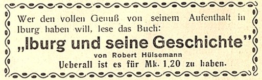 aus: Iburger Fremdenblatt, 1. Jahrgang, Nr. 3, 18. Juni 1930