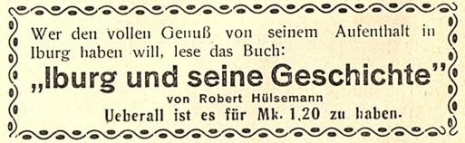 aus: Iburger Fremdenblatt, 1. Jahrgang, Nr. 3, 18. Juni 1930