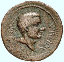 Bronzemünze Feldherr Publius Quintilius Varus