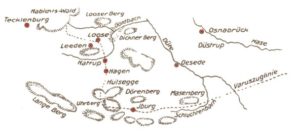 Detaillierter Plan der Varuszuglinie nach Knoke