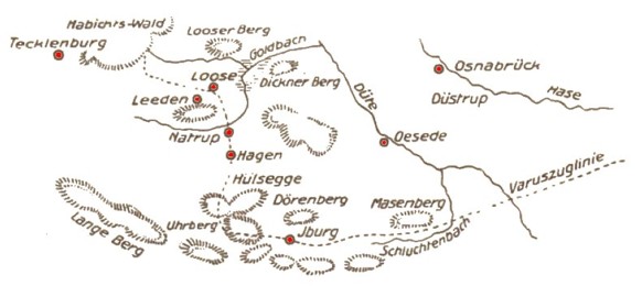 Detaillierter Plan der Varuszuglinie nach Knoke