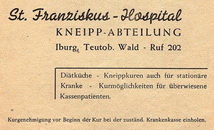 Anzeige der Kneipp-Abteilung, 1952