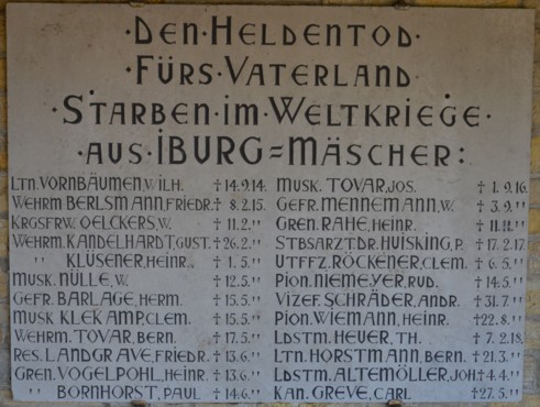 edenktafel fr die Opfer des 1. Weltkrieges aus Iburg und Mscher (1. Teil)