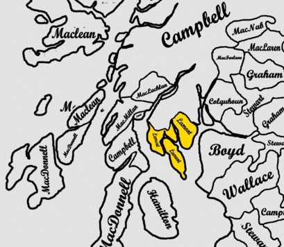 Lage der schottischen Clans in Sdschottland