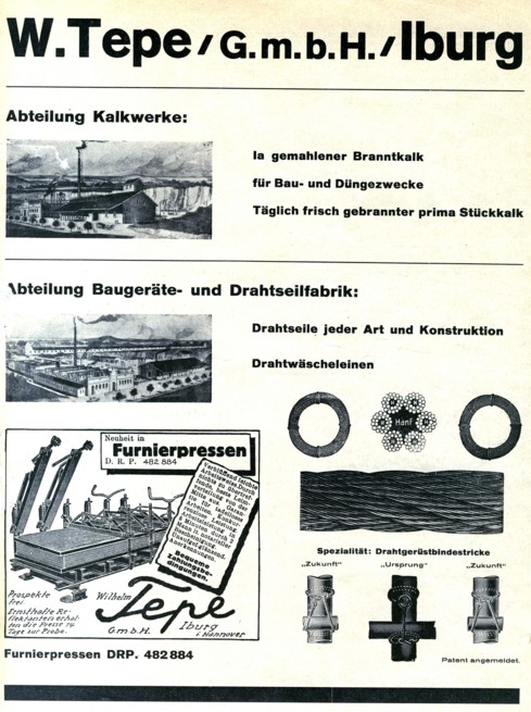 Gewerbliche Anzeige der "Wilhelm Tepe GmbH"