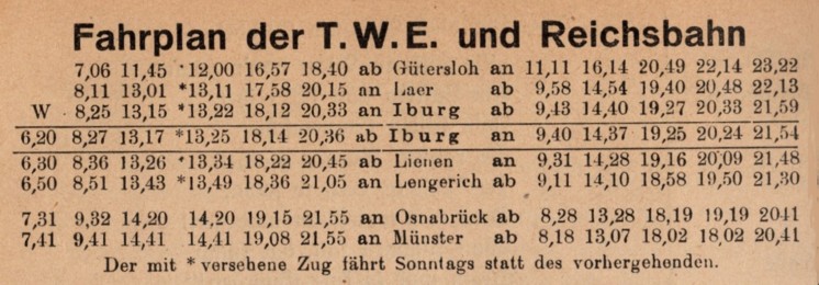 Fahrplan, Sommer 1930