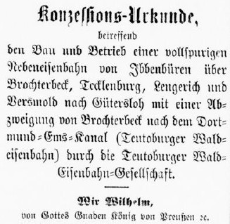 Überschrift der Konzessions-Urkunde vom 7. Dezember 1899