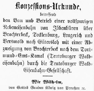 berschrift der Konzessions-Urkunde vom 7. Dezember 1899