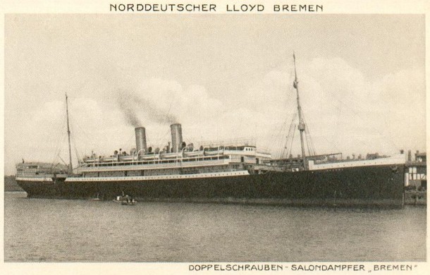 Passagierschiff "Bremen", ab 1928 unter dem Namen "Karlsruhe" fahrend